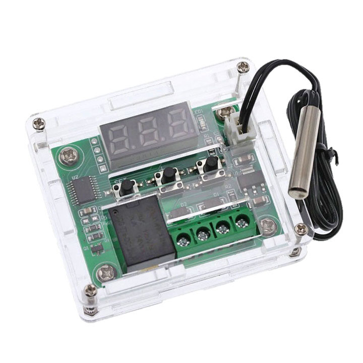 Combo vỏ mica và mạch cảm biến kiểm soát nhiệt độ ấp trứng w1209 relay 12vdc xh-w1209