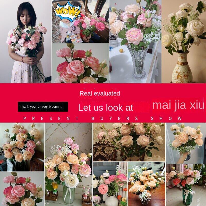 Peony artificial/fake flower dried flowers bouquet high-grade anti-real rose indoor living room decorations furnishings table flower