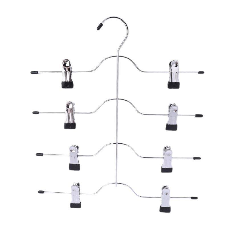 Quần thép không gỉ 4 lớp đa năng giá treo kẹp váy với 8 kẹp sắp xếp đựng đồ tiết kiệm không gian