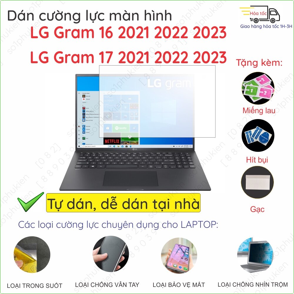 Dán màn hình cường lực laptop LG Gram 16 2021 2022 2023 - LG Gram 17 2021 2022 2023/ LG gram +view 16MR70 16 nano dẻo