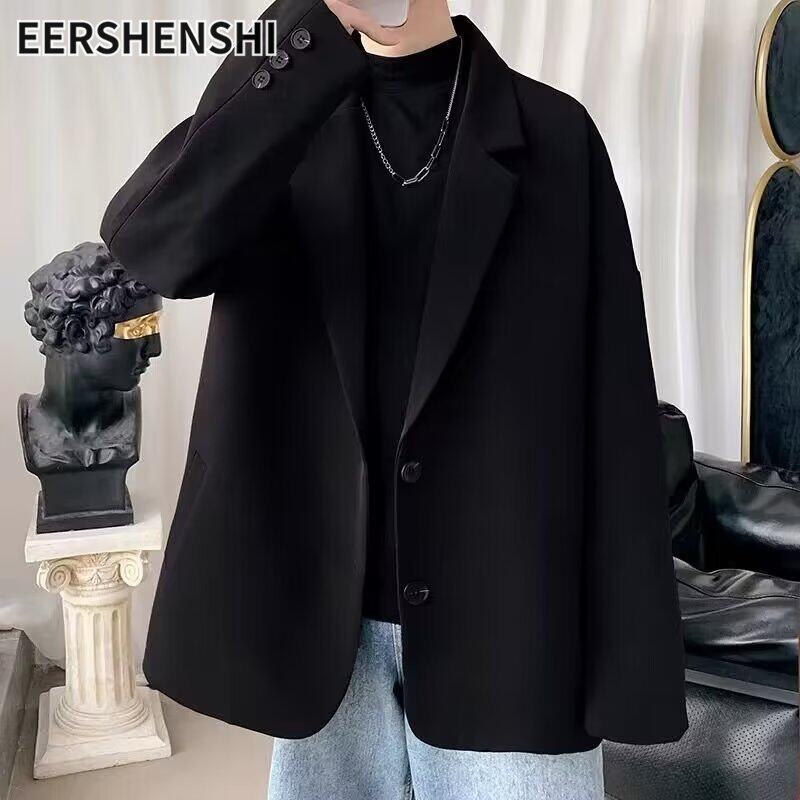 EERSHENSHI Áo khoác nam màu trơn dáng rộng và đẹp trai phong cách ruffian đẹp trai phù hợp với áo khoác Blazer đi lại hàng ngày