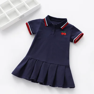 Summer Casual Baby Girls Clothes Dress Cherry Print Short Sleeve Dress Kids Toddler Pageant Dresses (2)