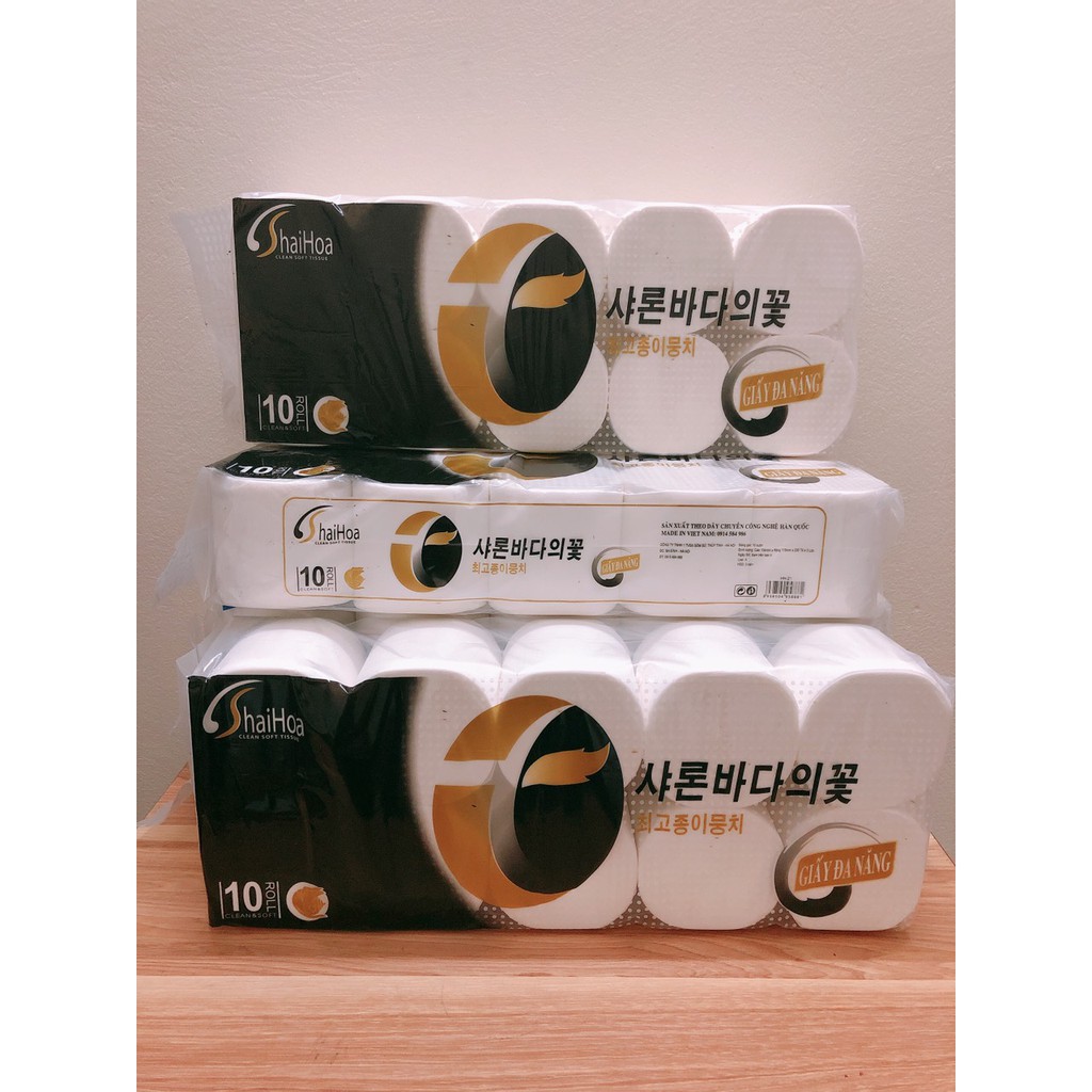 Giấy vệ sinh hải hoa bịch 10 cuộn không lõi 3 lớp mềm min