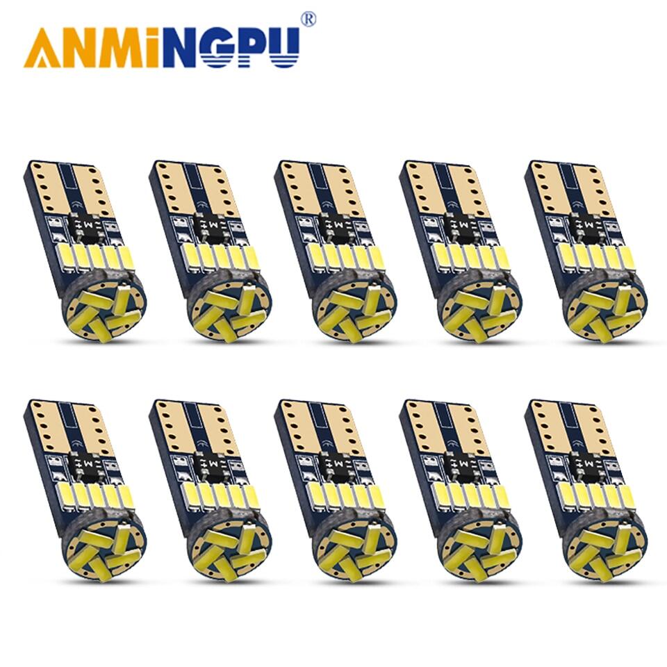 ANMINGPU 2/10 Chiếc Đèn Tín Hiệu Led Xe Hơi W5W T10 Bóng Đèn 501 194 Đèn Khoảng Cách 4014SMD Đèn Đọc Sách Đèn Nội Thất 6000K 12V