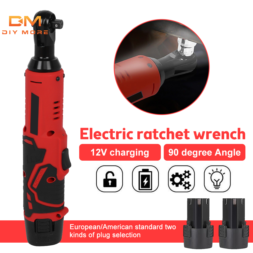 Diymore Cờ Lê Bánh Cóc Điện Không Dây Bộ Cờ Lê Bánh Cóc Điện 3/8 "40N. M 12V Kèm Pin Lithium-Ion