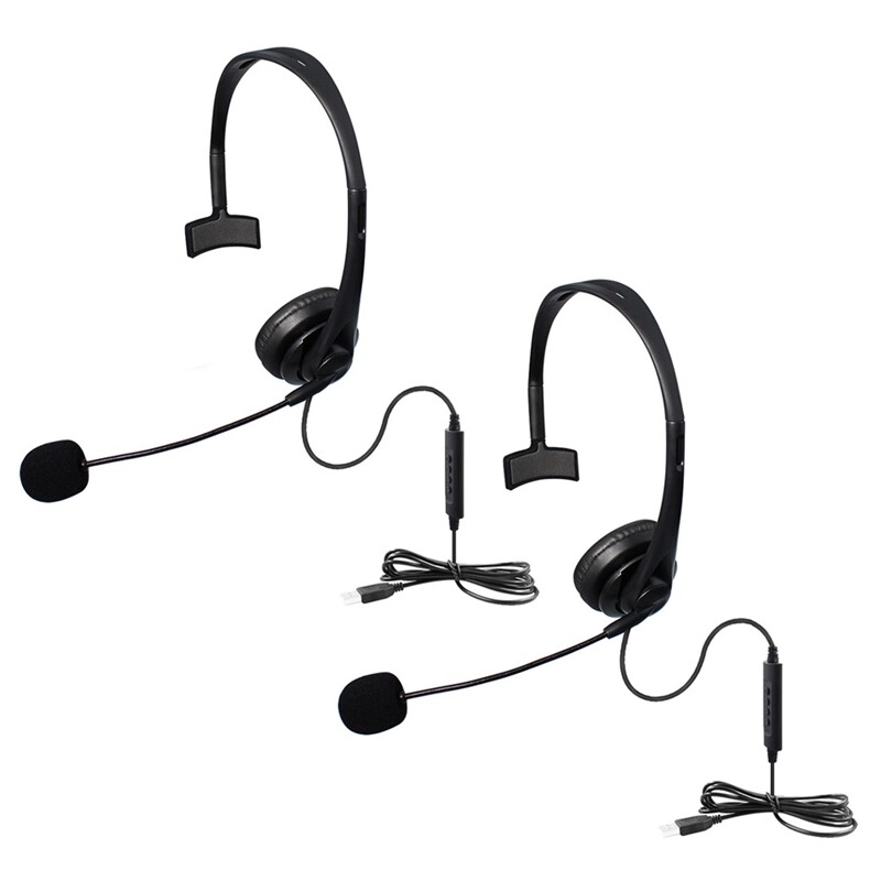 2X USB Call Center Headset with Noise Cancelling Mic Monaural Headphone
