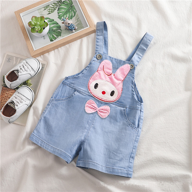 DIIMUU Thời trang mùa hè Bé gái Quần ngắn Trẻ sơ sinh Quần áo dưới 1 2 3 Tuổi Trẻ mới biết đi Quần yếm denim Bé gái Quần áo