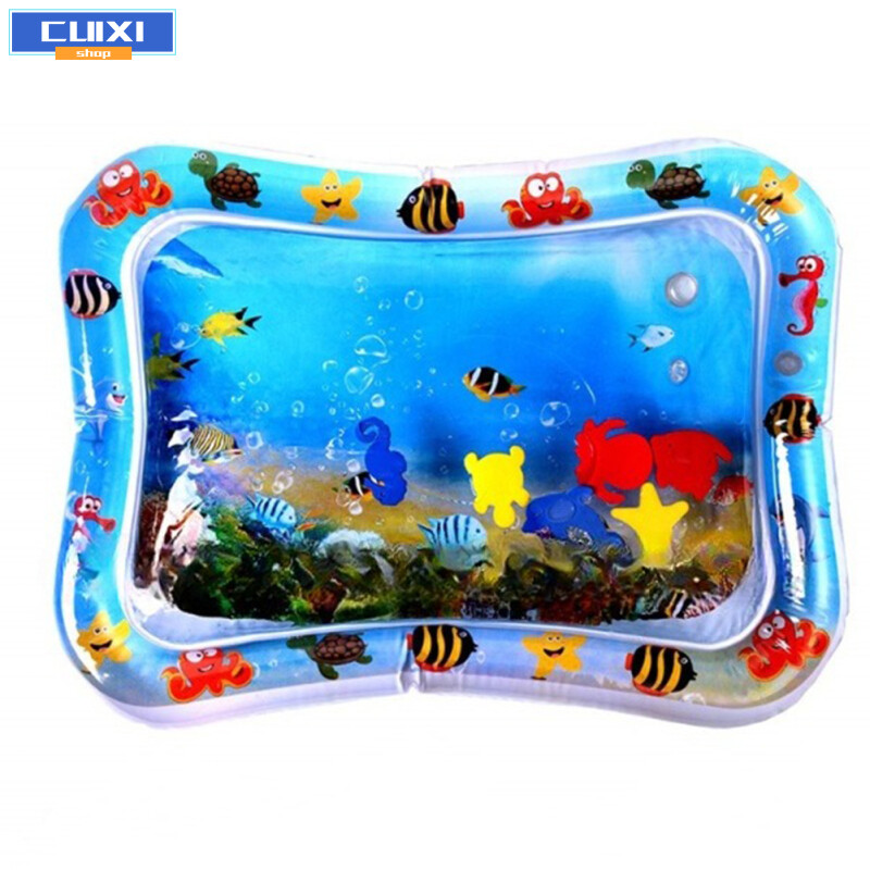 CUIXI Kids Water Play Mat Inflatable Water Cushion Cartoon Infant Tummy Time Playmat For Baby Activity Play Center