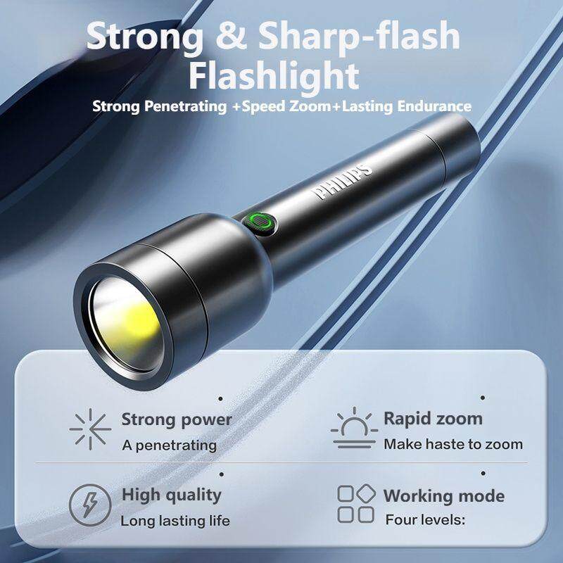 Philips SFL1236 LED Flashlight with USB Charging 18650 Battery 4 