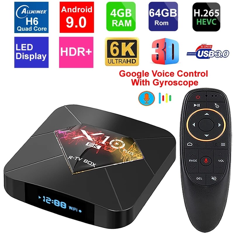 Hộp Giải Mã TV Thông Minh X10 Plus Android 9.0 Allwinner H6 Quad Core 4GB RAM 64GB ROM USB3.0 WIFI H.265 HDR 6K Độ Phân Giải