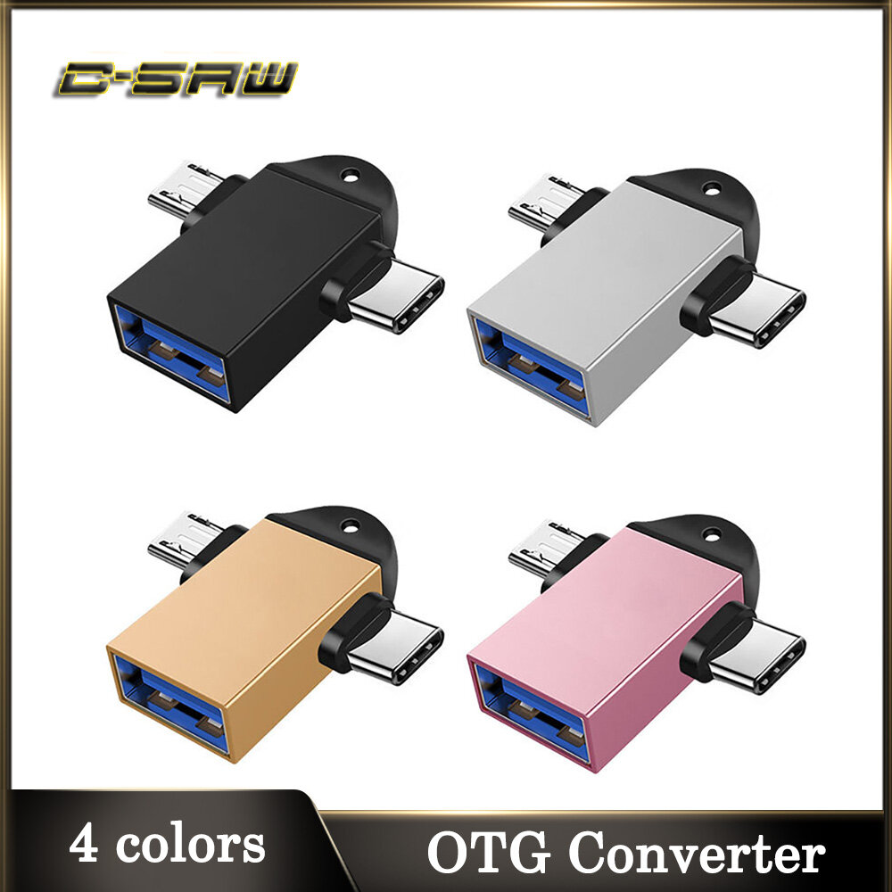 Cáp Chuyển Đổi C-SAW 2 Trong 1 OTG Nữ USB Totype-c Micro USB Bàn Phím Chuột U Bộ Chuyển Đổi Đồng Bộ Dữ Liệu Cho Điện Thoại Di Động Máy Tính Bảng HUAWEI Cho Samsung MacBook Type-c Dây Cáp Sạc OTG