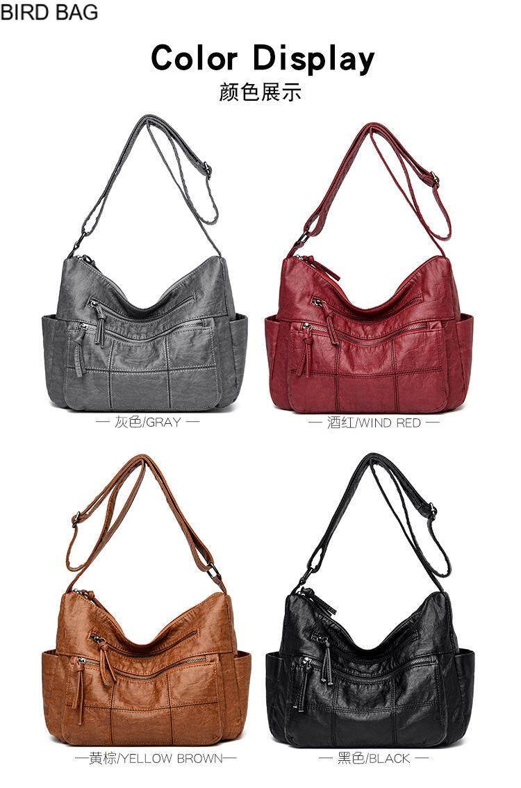 Womens Bags 2022 New Korean Version Messenger Bag Soft Leather Small Bag Fashion Ladies One Shoulder Mom Bag