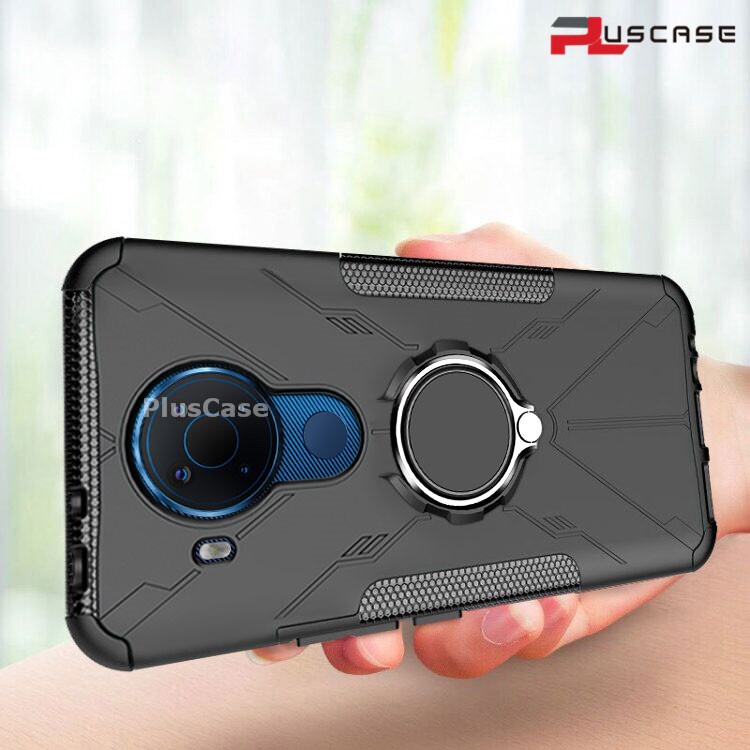 PlusCase cho Nokia 5.4 3.4 Chống Sốc Bảo Vệ Trường Hợp Vòng Kim Loại Đứng Ốp Lưng Giáp Hai Lớp Cứng