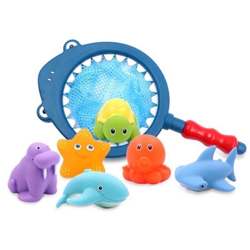 Cá Mập Net đồ chơi nhà tắm phim hoạt hình động vật biển bồn tắm trẻ em mực
