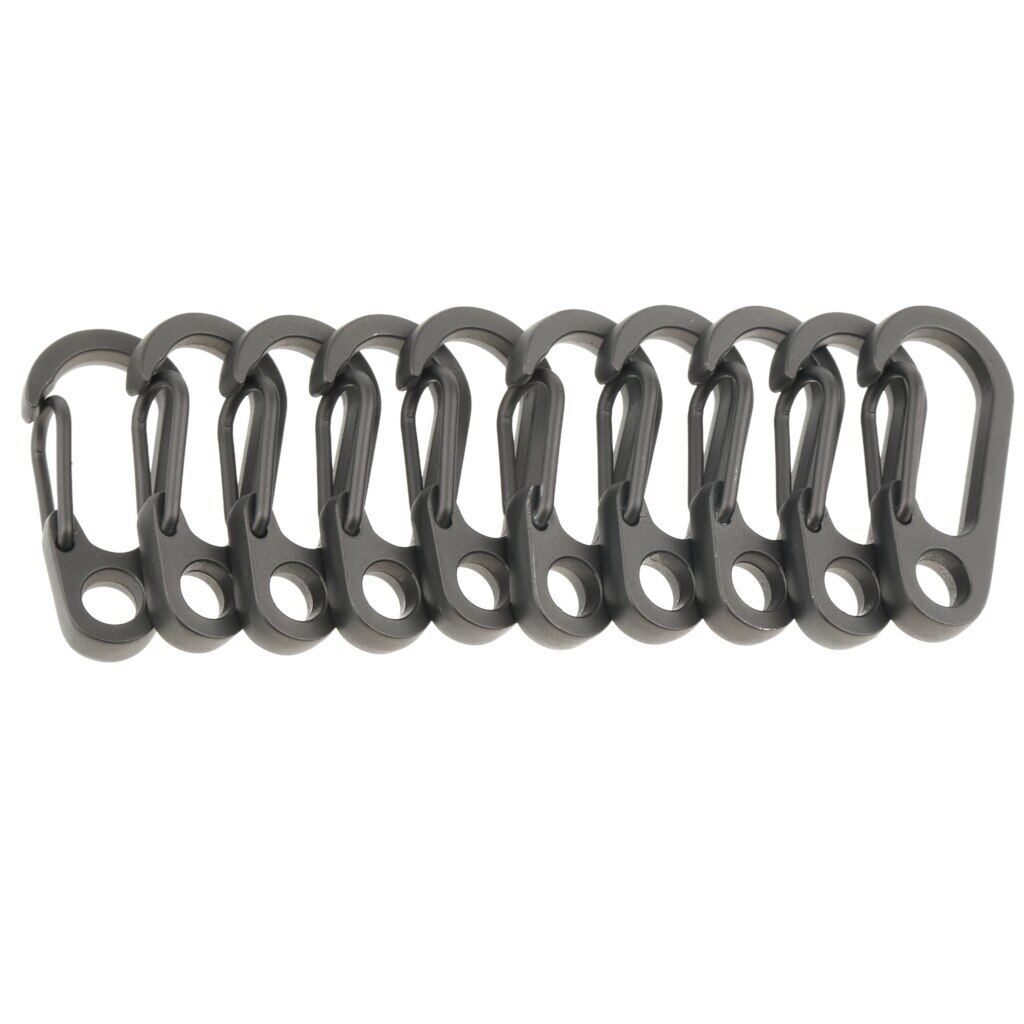 10Pcs Small Metal Carabiner Paracord Clips Snap Hooks with Fixed Eye Hole Spring Clasps Keychain Buckles and Accessories Tool