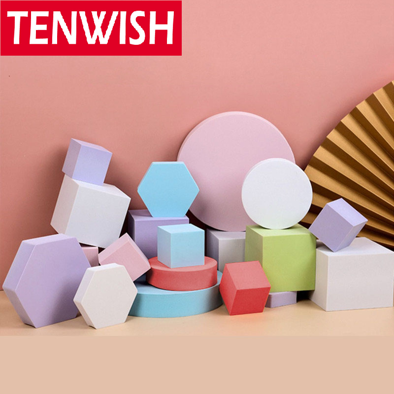 Tenwish Đạo Cụ Chụp Ảnh Nền Studio Bộ Khối Lập Phương Hình Học Màu Morandi Bằng Xốp Đạo Cụ Chụp Ảnh Phụ Kiện Nền Tĩnh Vật Ảnh