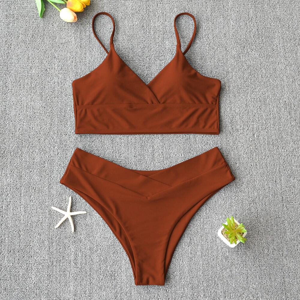 2023 đồ bơi màu trơn gợi cảm bikini nữ đồ bơi nâng ngực bộ bikini áo tắm brazil bộ đồ bơi hai mảnh cho nữ