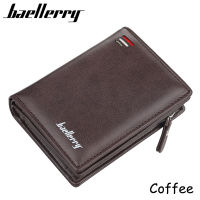 Baellerry กระเป๋าสตางค์ผู้ชายหนัง PU ใบสั้นกระเป๋าสตางค์ผู้ชายมีช่องใส่เหรียญมีซิปสไตล์วินเทจความจุขนาดใหญ่กระเป๋าใส่เงินแบบสั้นสำหรับผู้ชายกระเป๋าใส่บัตรแบบใหม่