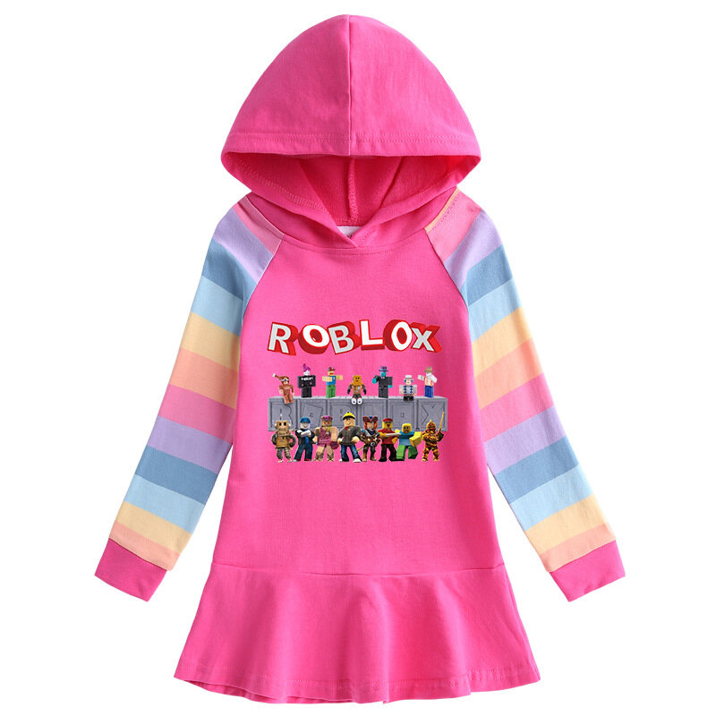 Robloxs Baby Girls Ruffled dress Long Sleeve Hooded Sweater Hoodie