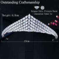 SEQUITO Brand Luxury Wedding Hair Accessories AAA Cubic Zircon Diamond Bridal Crown Tiara Fashion Headband Jewelry for Elegant Women Brides SC007