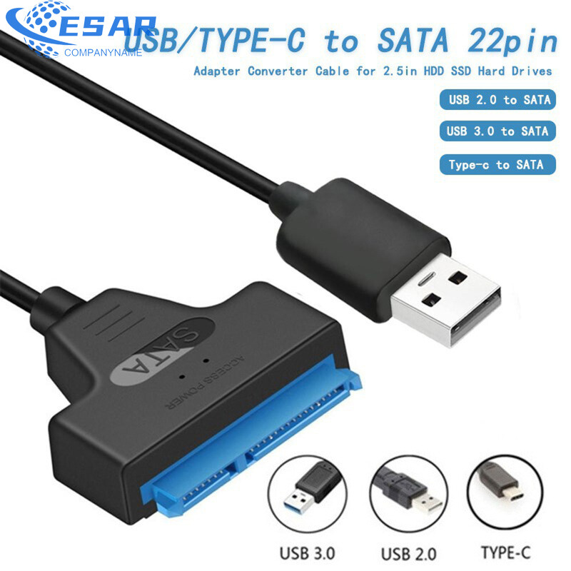 Hàng có sẵn cáp chuyển đổi ổ cứng usb3.0 sang sata bộ chuyển đổi type-c sang sata ổ cứng gắn ngoài 2.5 inch với đèn báo