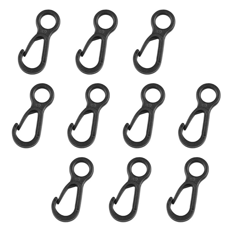 10 cái dây móc số lượng lớn nhỏ móc nhựa cho dây buộc kẹp kẹp khóa cơ bản khóa dây móc treo đen