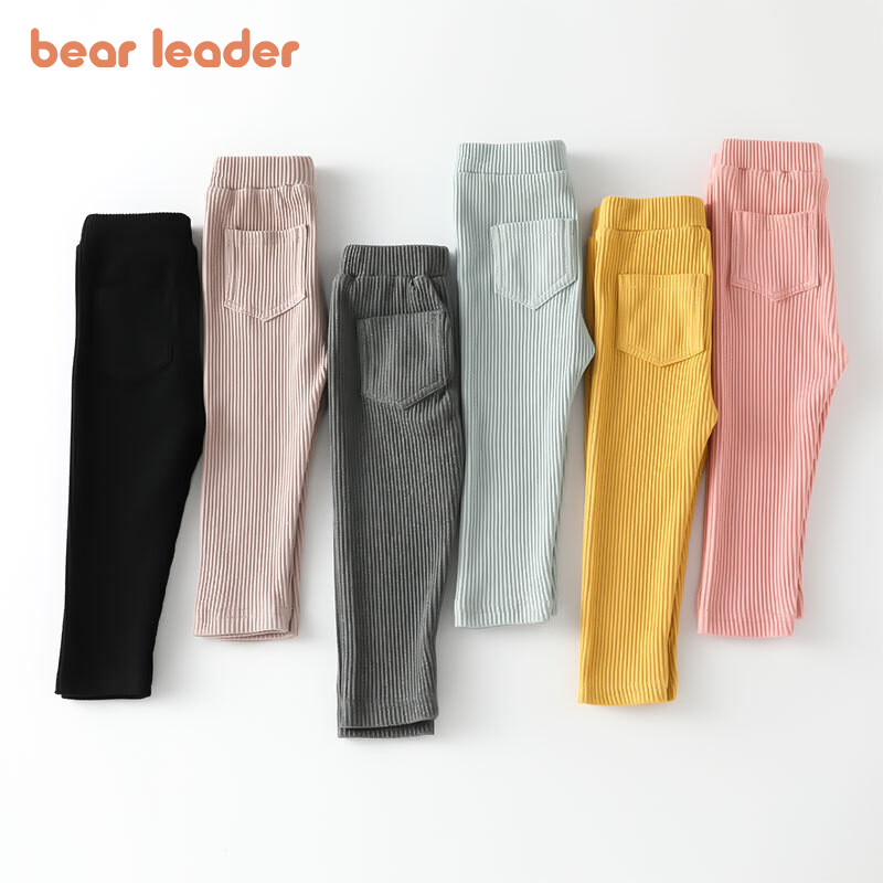 Bear Leader Quần Legging Bé Trai Bé Gái Mới Quần Cotton Quần Xuân Thu Cho Bé Gái Quần Dài Cạp Cao Thời Trang Quần Trẻ Em