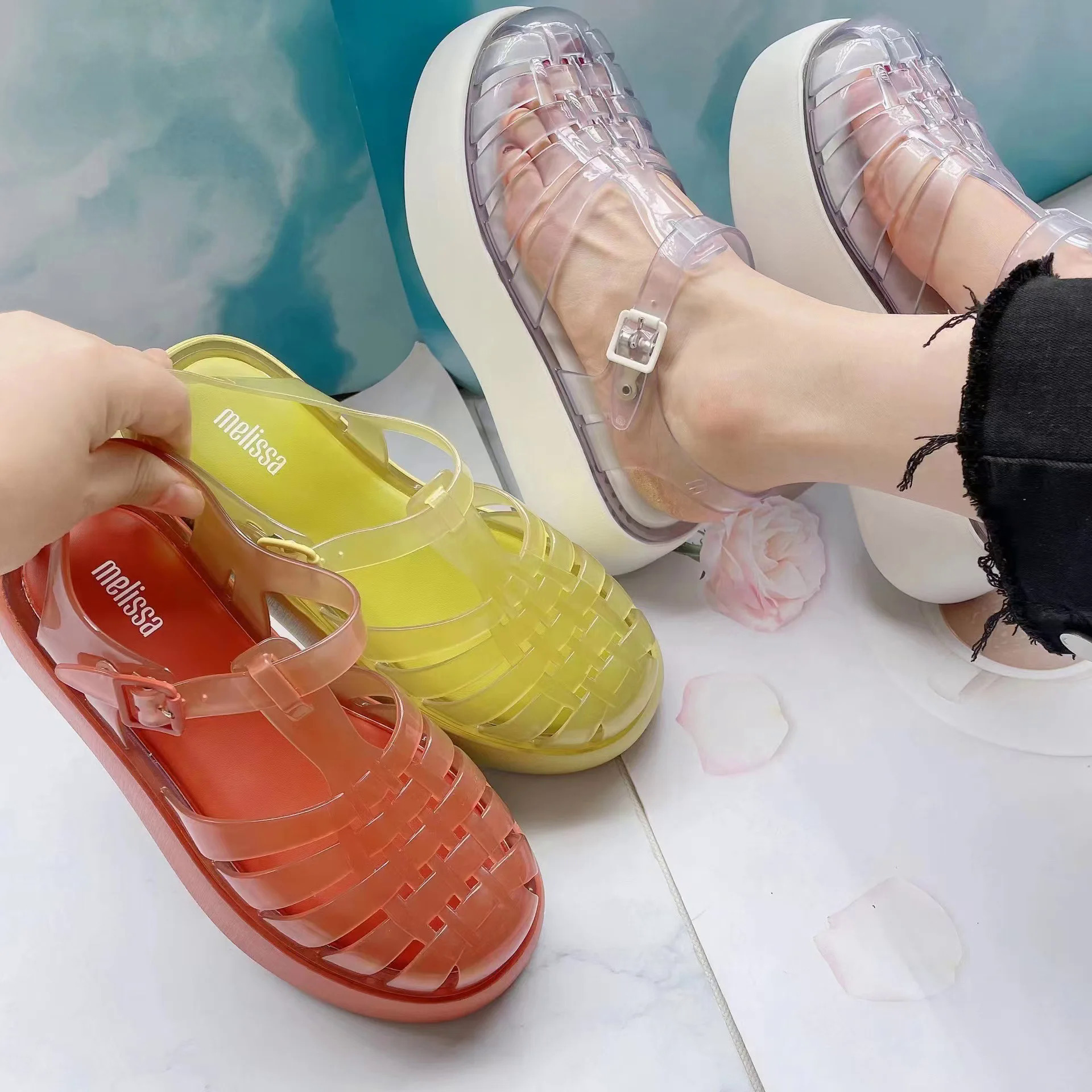 Phong cách Mới Mùa Hè Melissa EVA ra duy nhất dép phụ nữ nền tảng Roma giày dẻo Thời Trang Phụ Nữ đế dày Xăng đan đi biển SM133