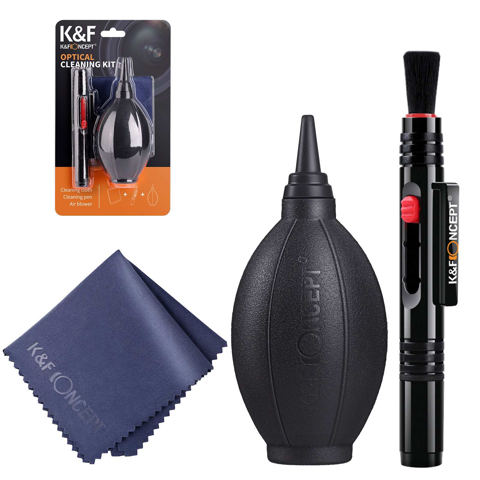 K&F CONCEPT 3 in 1 Camera Cleaning Kits Lens Brushes+Cleaning Pen+Cleaning Cloth for Camera Lenses &