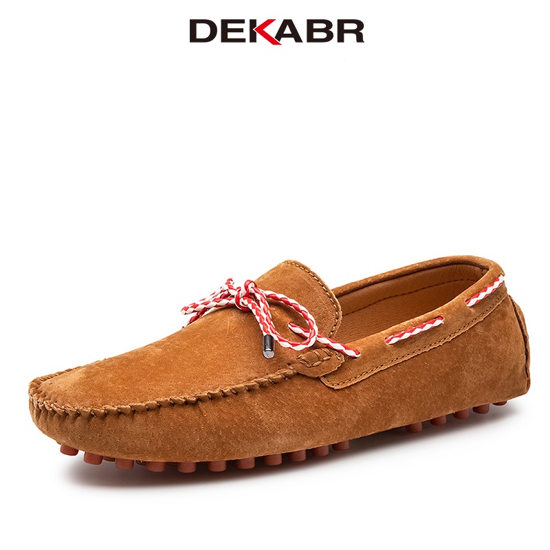 DEKABR Size 38~47 Genuine Leather Loafers Hot Sale Driving Shoes Fashion Casual Shoes Original Design Summer Flats Moccasins Men ราคา 893 บาท*ส่งฟรี