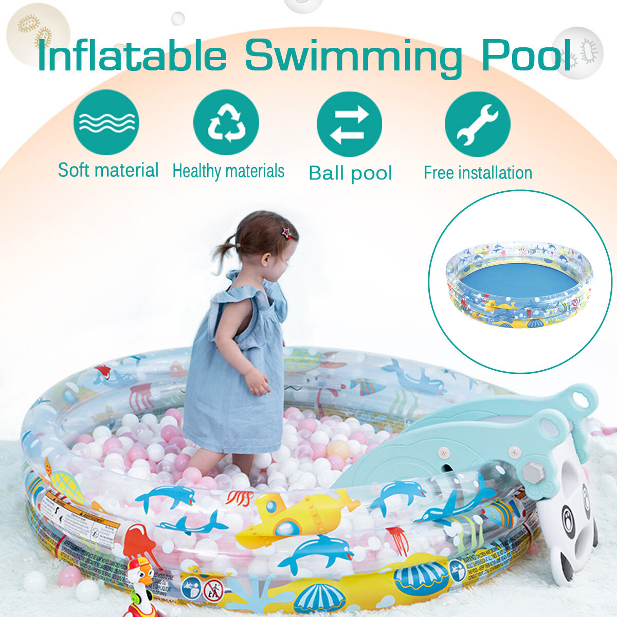 Generic Inflatable Baby Ball Swimming Pools Kids Round Basin Bathtub ...