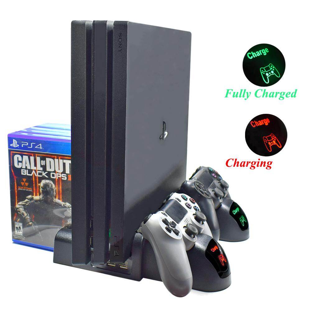 Máy Làm Mát PS4/Slim/Pro Đế Đứng Làm Mát Đa Năng Bộ Sạc Điều Khiển Kép PS4 Trạm Sạc Với 12 Đĩa Lưu Trữ Máy Chơi Game Sony Playstation 4 PS4 PS4 Slim  PS4 Pro