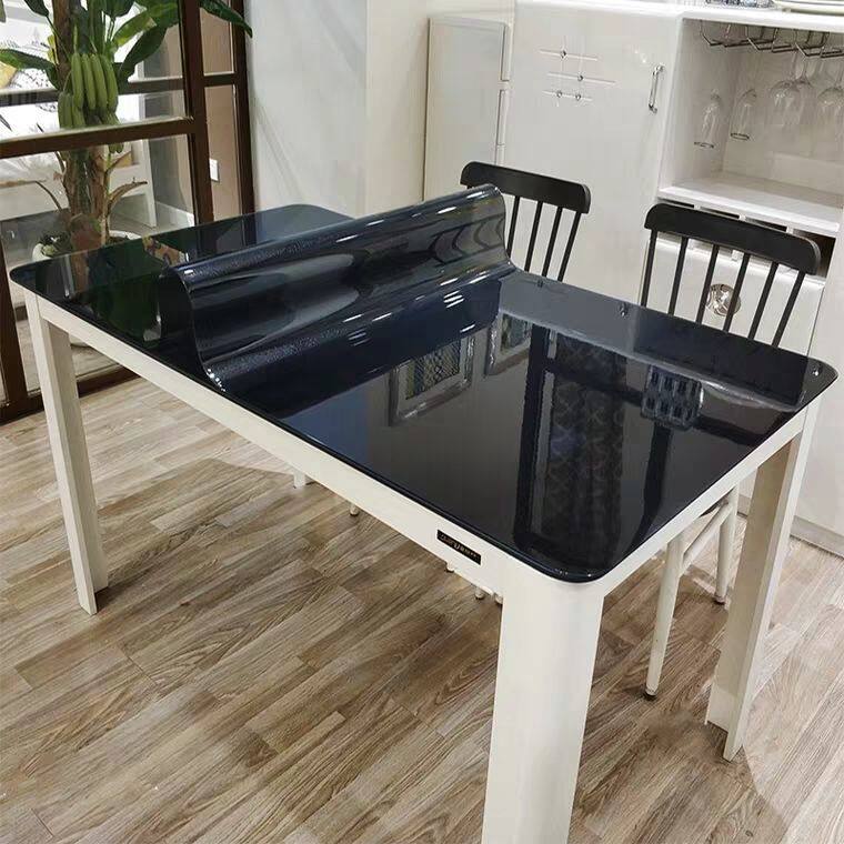 Khăn trải bàn pvc màu đen không mùi chống thấm nước, chống dầu, chống vảy 1.0mm khăn trải bàn bằng kính mềm khăn trải bàn cà phê dùng một lần bằng nhựa