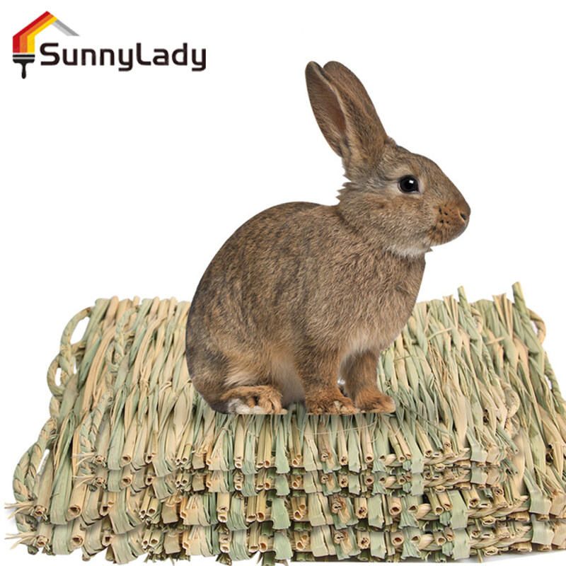Sunnylady thỏ cỏ đan Thảm giường tự nhiên bện Tay Đồ chơi nhai cho