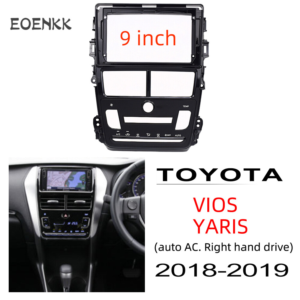 Honxun 2din stereo panel dash board fit for TOYOTA VIOS YARIS auto ac 2018 2019 9 inch head unit cover bracket fascia radio frame ราคา 711 บาท*ส่งฟรี