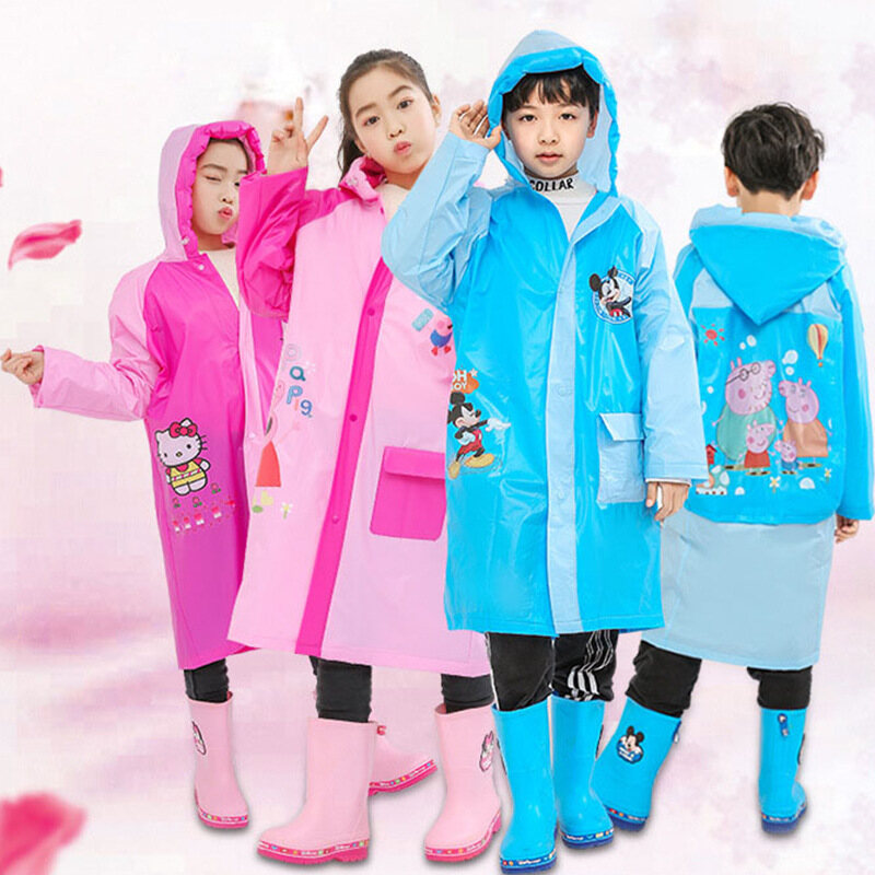 Children Raincoat Boys Girls Cartoon Kids Kindergarten Pupils Can Put Schoolbags Inflatable Hat Raincoats ราคา 387 บาท*ส่งฟรี