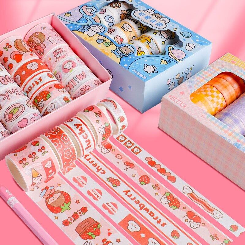 20 Pcs Set Japanese Washi Tape Stickers Set Decorative Adhesive Masking