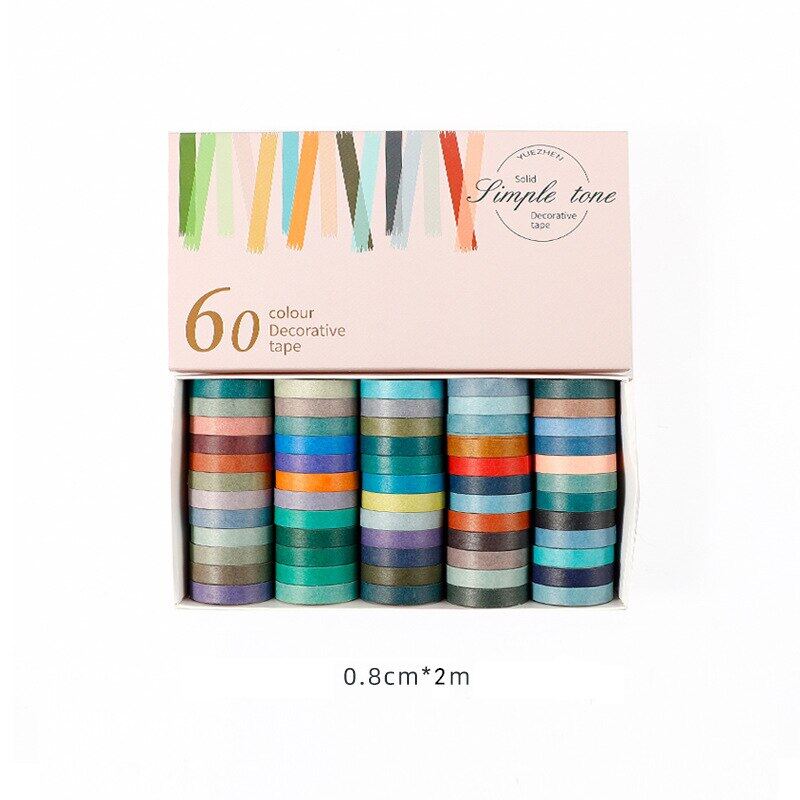 Rainbow Washi Tape 60 100Pcs Decorative Washi Tape Set Ribbons Basic Solid