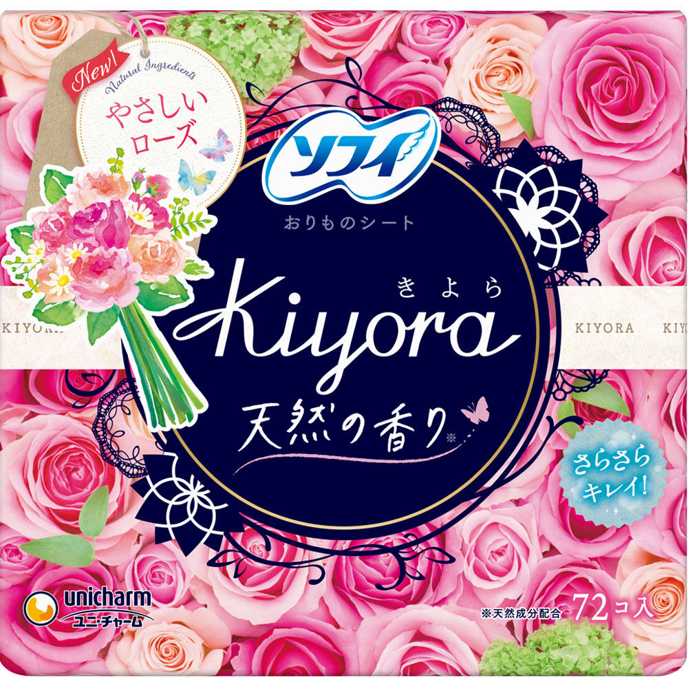 Unicharm SOPHIE Kiyora Yasashii Roses 72 sheets Sofy KIYORA Sanitary