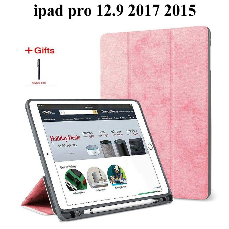 Smart Case For iPad Pro 12.9 2017/2015 A1670 A1671 A1584 A1652 with Pencil Holder Cover tablet TPU c