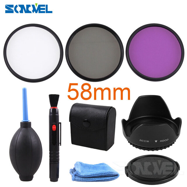 49 52 55 58 62 67 72 77mm Uv Cpl Fld Filter Setpetal Flower Lens Hoodfront Lens Cap Covercleaning Kit For Canon Nikon Sony
