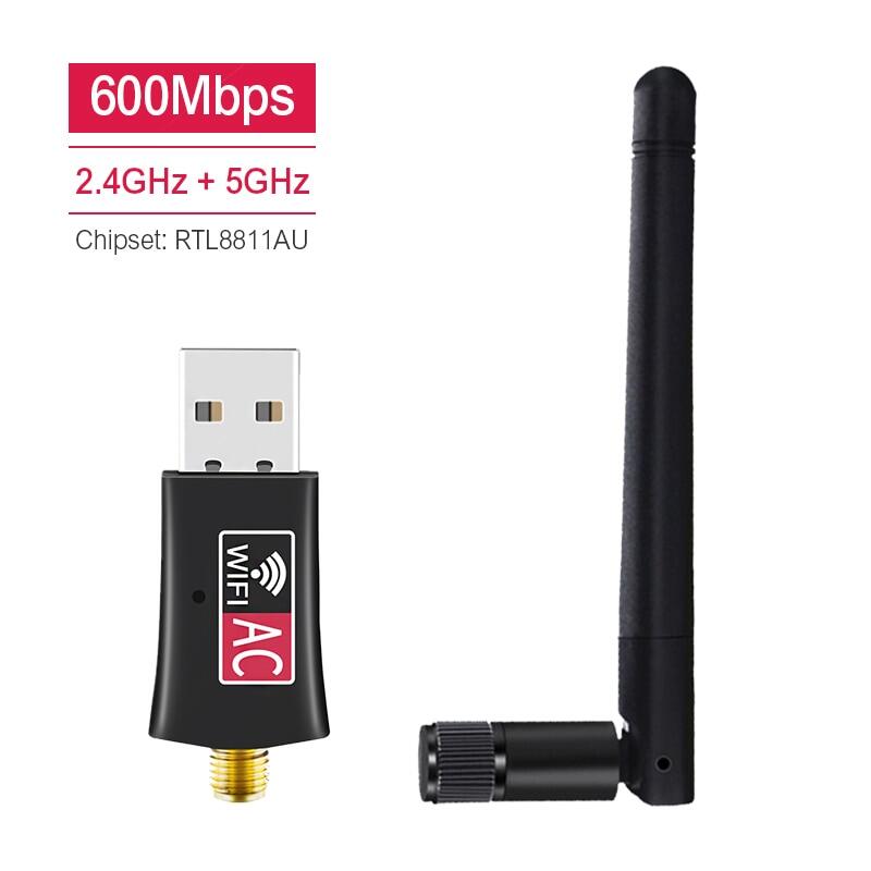 600Mbps USB WiFi ดองเกิลอะแดปเตอร์ Dual Band USB เครือข่ายไร้สายเสาอากาศสำหรับเดสก์ท็อปพีซีแล็ปท็อปและแท็บเล็ต 802.11a/g/n /AC