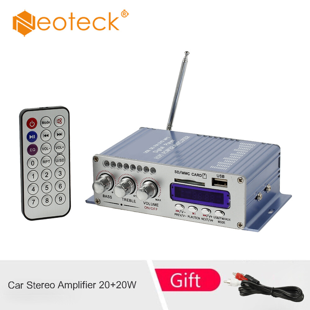 Neoteck Bộ Khuếch Đại Mini Cho Xe Hơi 12V, Bộ Khuếch Đại Âm Thanh Nổi Hi-Fi, Cho Amp Mp3 Màu Xanh Đen