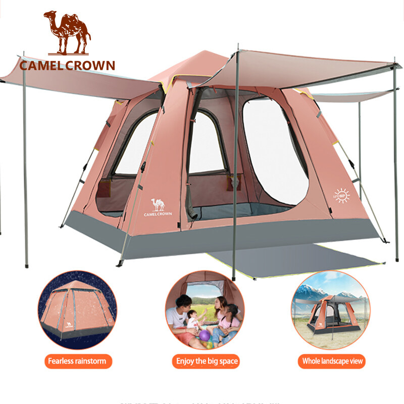 CAMEL CROWN Lều Cắm Trại 3 Cửa Thiết Bị Cắm Trại Tự Động Bật Lên Dày Dặn Gấp Gọn Tiện Dụng Ngoài Trời