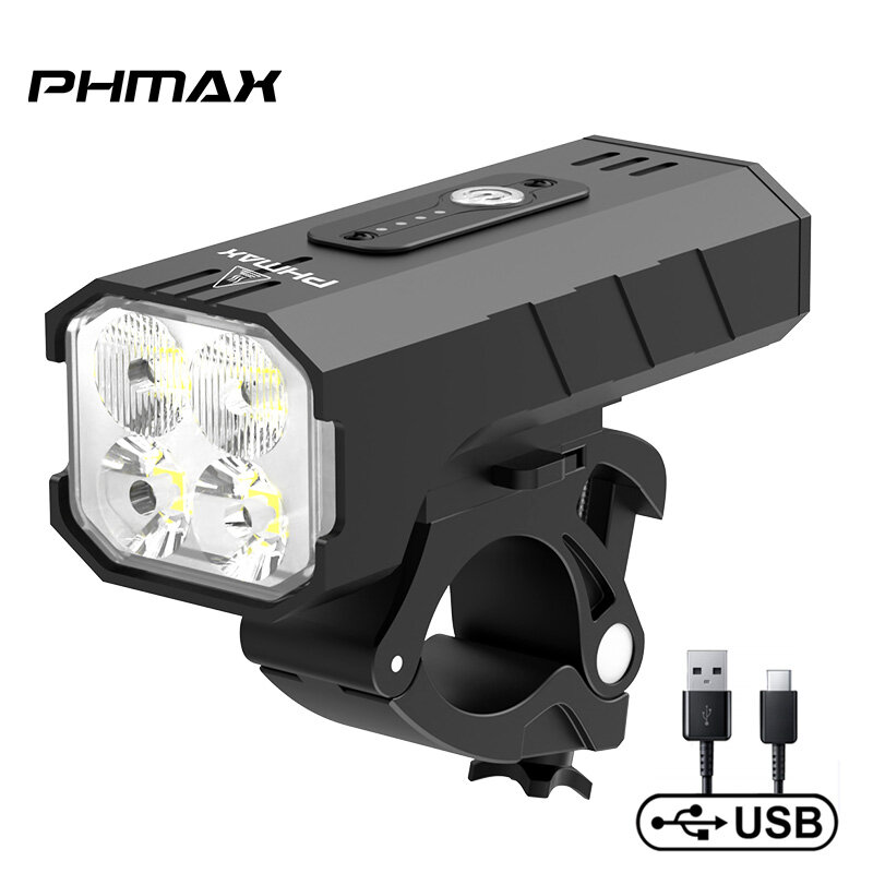 Phmax đèn xe đạp đèn pha xe đạp đèn pin xe đạp hợp kim nhôm cao có hiển thị dữ liệu đèn pha xe đạp độ sáng cao