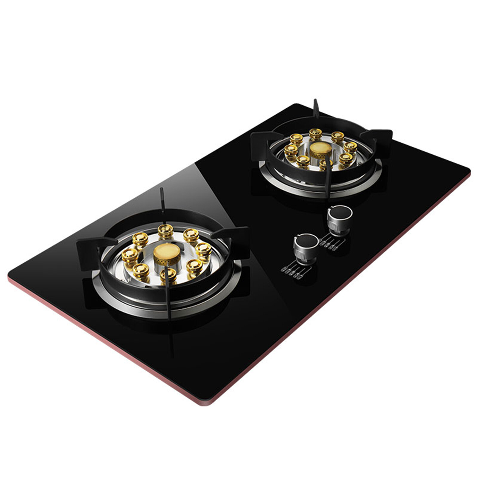 Contemporary Black Tempered Glass Gas Stove Hob With Wok Burner With - View #11