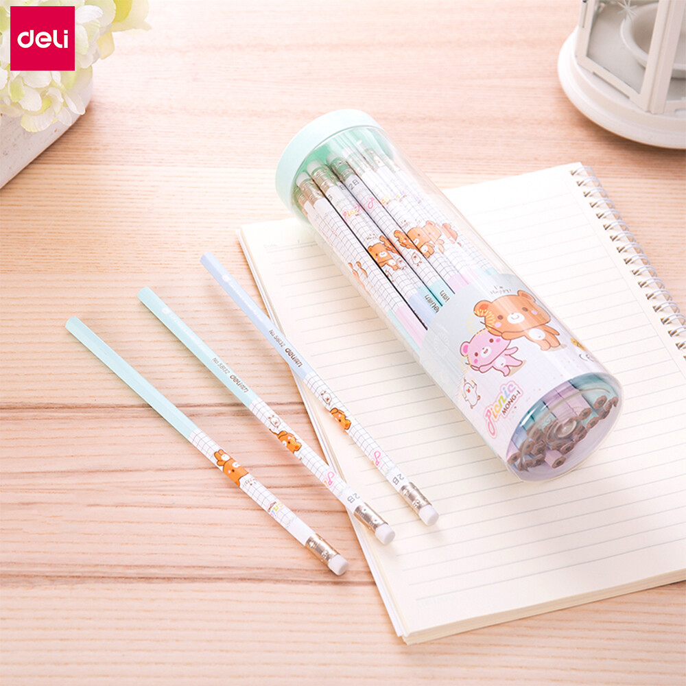 Deli 30 Cái/hộp Bút Chì Với Tẩy Nhỏ 2B/HB Dễ Thương Phim Hoạt Hình Mô Hình Lục Giác Thanh Viết Bút Graphite Lõi Chì Chuyên Nghiệp Thi Vẽ Bút Nhà Văn Phòng Học Sinh Trung Học Lưu Ý Bút Chì Văn Phòng Phẩm Bộ Dụng Cụ