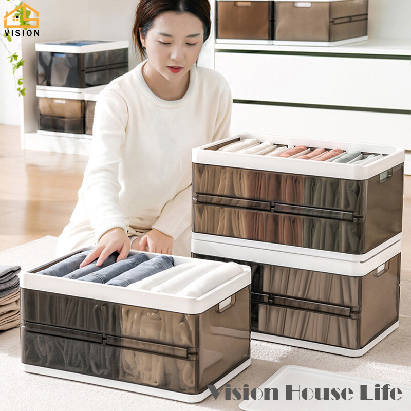 Vision hộp đựng quần áo nhiều ngăn gấp gọn hộp sắp xếp đồ lót kiểu ngăn kéo tủ đựng tất áo ngực quần áo có thể xếp chồng lên nhau hộp phân loại đa năng