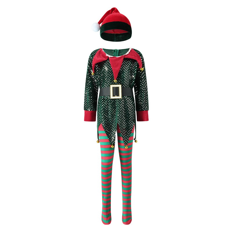 Boyroom 2023 trẻ em mới Đầm dự tiệc giáng sinh Santa Claus Sequins trang phục với mũ giáng sinh & vớ