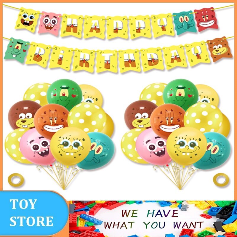 Kid Của Đồ Chơi SpongeBob SquarePants Bóng Bay Cao Su Đính Kim Sa Trang Trí Chủ Đề Sinh Nhật Đồ Trang Trí Bánh Ngọt Biểu Ngữ Bộ Vật Tư Trang Trí Nhà Tiệc Quà Tặng Cho Bé Trai Bé Gái